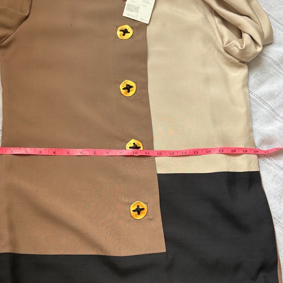 Steve Fabrikani Vintage NWT Color Block Long Sleeve Dress with Gold Accents - Picture 14 of 15